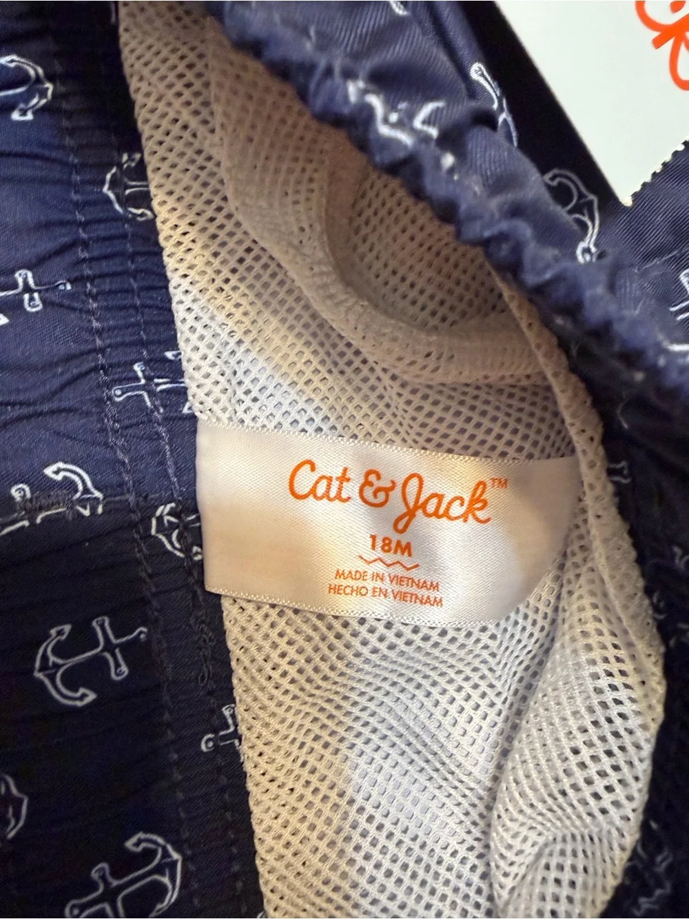 Cat & Jack Pristine Boy's Blue Swim Trunks All-Over Anchor Print Size 18 Months